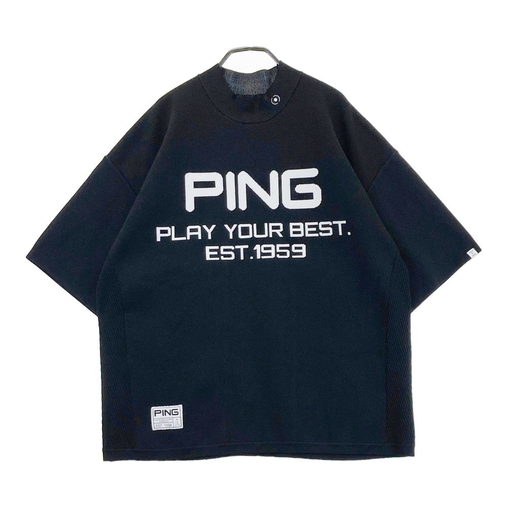サイズ：L PING ピン 2024年モデル 半袖 ニットセーター  ブラック系 [240101711396] ゴルフウェア メンズ ストスト