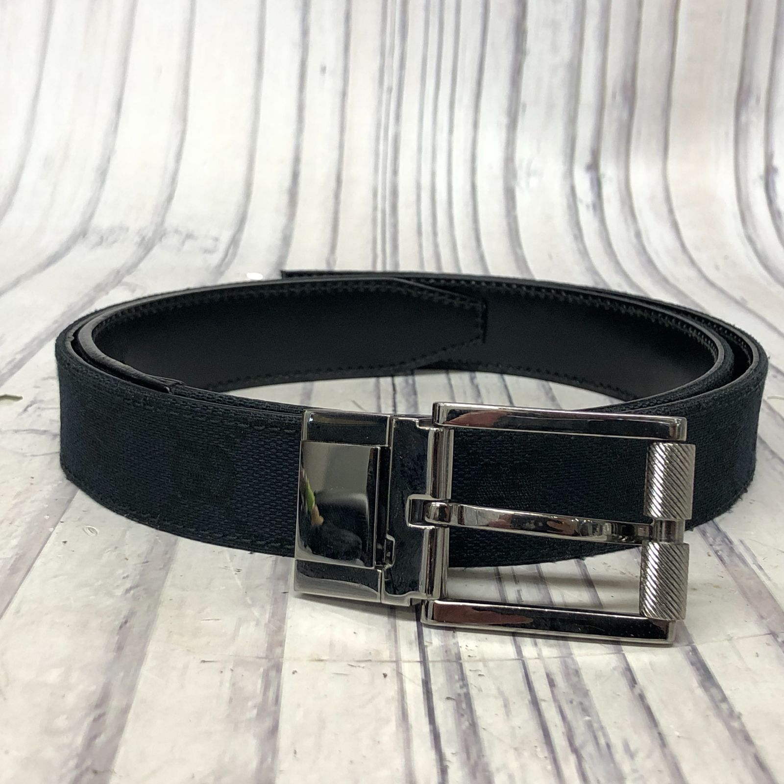 m001 B グッチ GUCCI リバーシブル バックル ベルト カット有