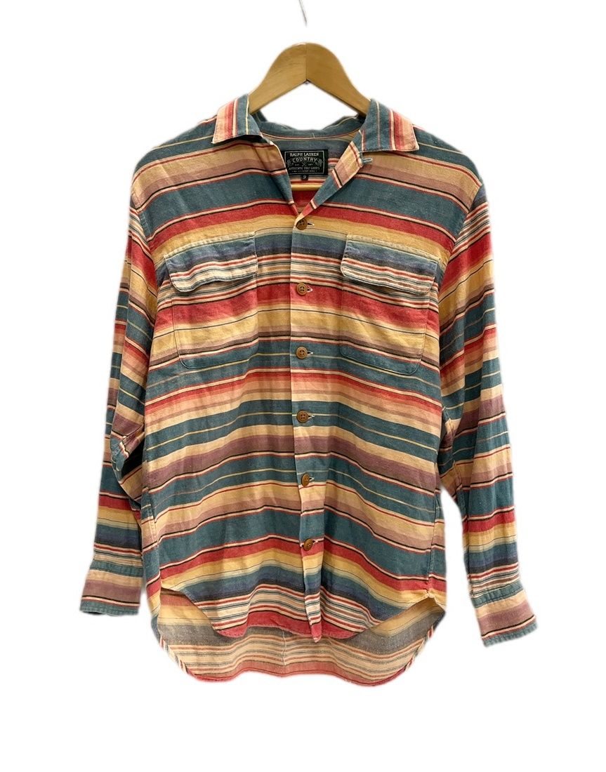 ラルフローレン Ralph Lauren COUNTRY カントリー Vintage ヴィンテージ ネイティブ柄 オープンカラーシャツ ボーダー 長袖シャツ マルチカラー サイズ9 101LT-405