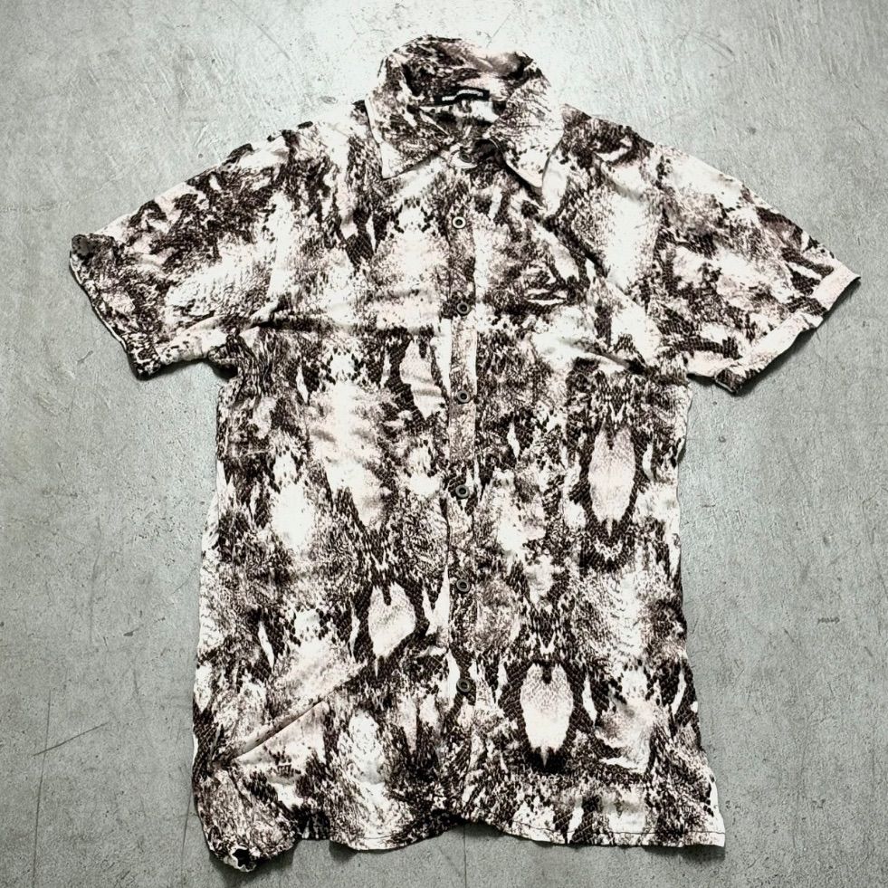 Archive 00s semantic design セマンティックデザイン パイソン柄 シワ加工 シャツ L Y2K お兄系