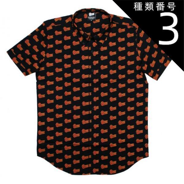 種類3：Large David Bowie / Bowie Logo Pattern Button Down Short Sleeve Shirt (Black) - デヴィッド・ボウイ ボタンダウン シャツ