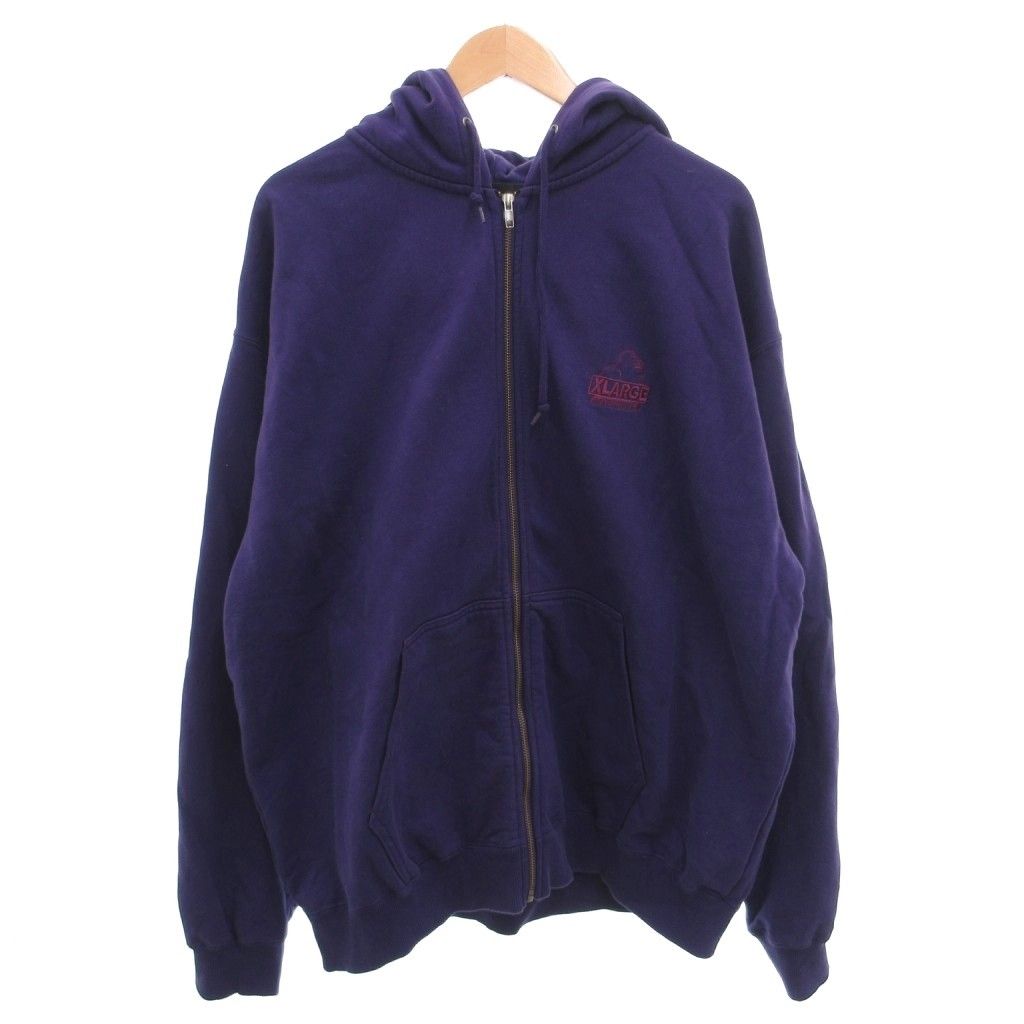 エクストララージ X-LARGE BACKSIDE OG ZIP UP HOODED SWEATSHIRT パーカー フーディ スウェット 裏毛 ロゴ 刺繍 XXL 紫 パープル /FF