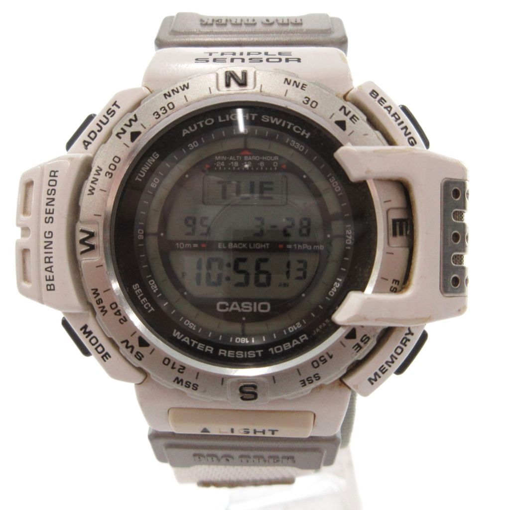 カシオ CASIO PRO TREK TRIPLE SENSOR 腕時計 ウォッチ クォーツ デジタル デイト 白 ホワイト PRT-40 /FF
