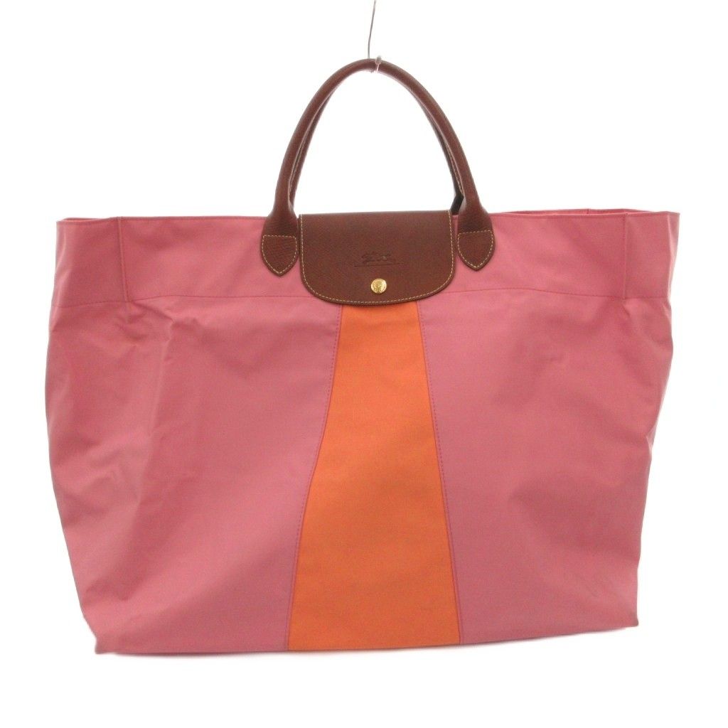 ロンシャン LONGCHAMP ル プリアージュ トートバッグ 手提げ ナイロン レザー 大容量 ロゴ ピンク /FF