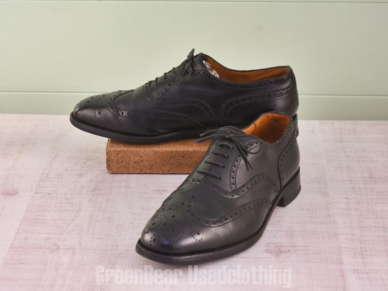 E719 フランス製 J.M.Weston ビンテージ ウィングチップシューズ 黒 メンズ 8.5G 26.5cm