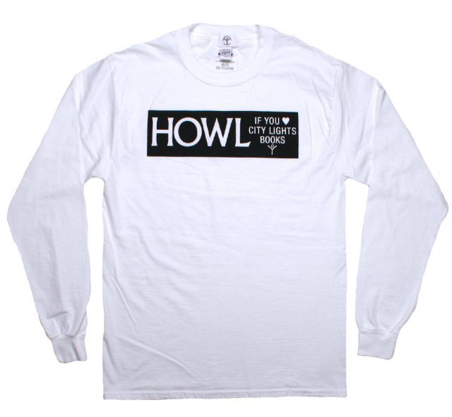 [City Lights Bookstore] HOWL IF YOU e CITY LIGHTS BOOKS Long Sleeved Tee (White) - [シティ・ライツ・ブックストア] アレン・ギンズバーグ Tシャツ