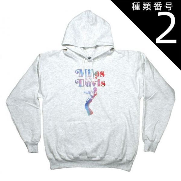種類2：Medium Miles Davis / Neon Pullover Hoodie (Heather White) - マイルス・デイヴィス フード パーカ