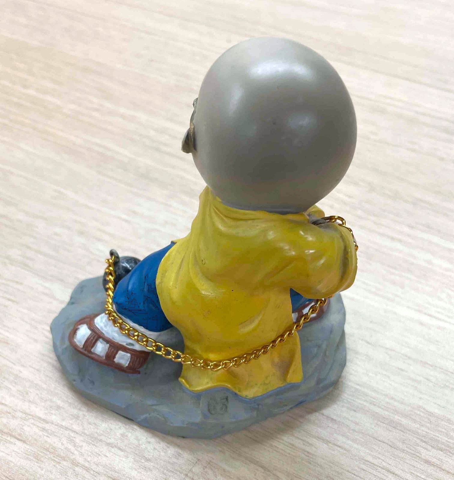 3点セット】少林寺 小坊主 修行僧 読書 背書 錬球 眼鏡 陶器製 置物