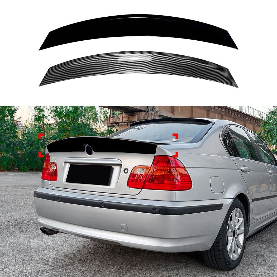 ビーエムダブリュー BMW 3シリーズ 3 Series E46 4ドア 1998-2004対応 リアスポイラー トランクスポイラー ABS製 ピアノブラック カーボン調 後ろ姿を引き締めるスポーティデザイン 外装パーツ ドレスアップ用 セダン用