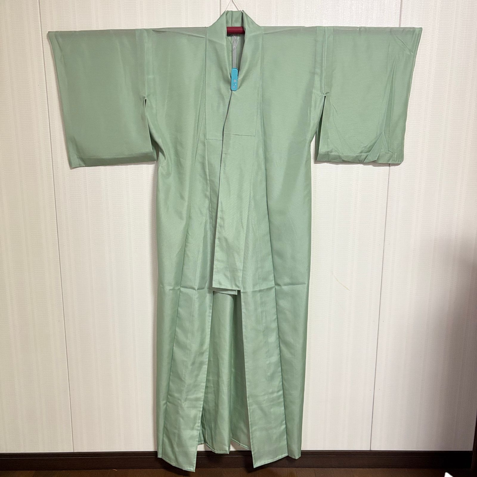 美品 色無地 夏着物 フルセット 身丈160.5 グリーン 薄緑 名古屋帯 