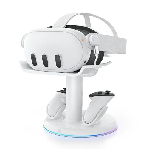 ☆新品☆AMVR RGB 充電ドックMeta Quest 3/Quest 3Sに対応、磁気充電ステーションVRヘッドセットとコントローラー用充電スタンドアクセサリー 3096a7a7
