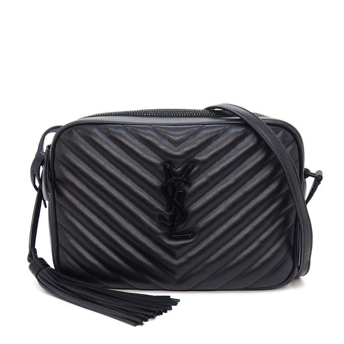 サンローラン SAINT LAURENT ショルダーバッグ ルー カメラバッグ 612544 ブラック レザー ブラック金具 【中古】