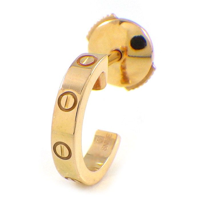 カルティエ Cartier ピアス ラブ SM B8029000 フープ ミニラブ K18PG ※片方のみ 【中古】