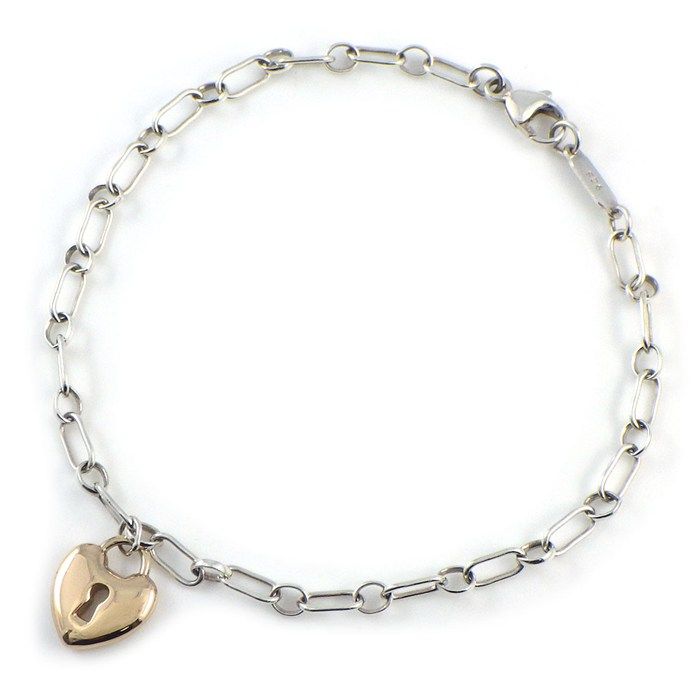 ティファニー Tiffany & Co. ブレスレット ハートロック SV925 K18PG 【中古】
