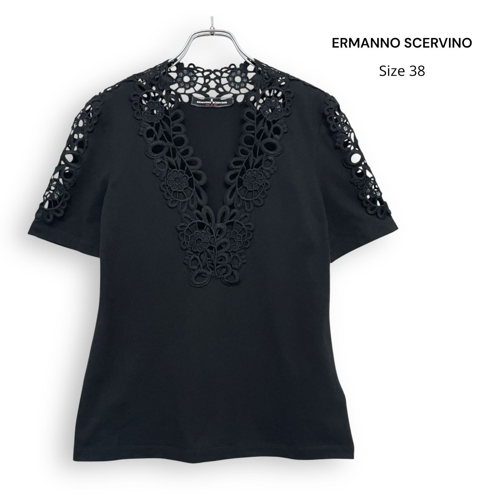 ERMANNO SCERVINO エルマンノ シェルヴィーノ レース 刺繍 半袖 ニット Size38