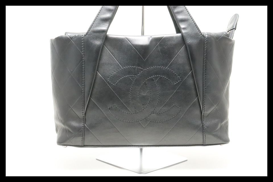 ■CHANEL 10番台 シェブロン SV金具 レザー ハンドバッグ シャネル ■0528pg242-8D