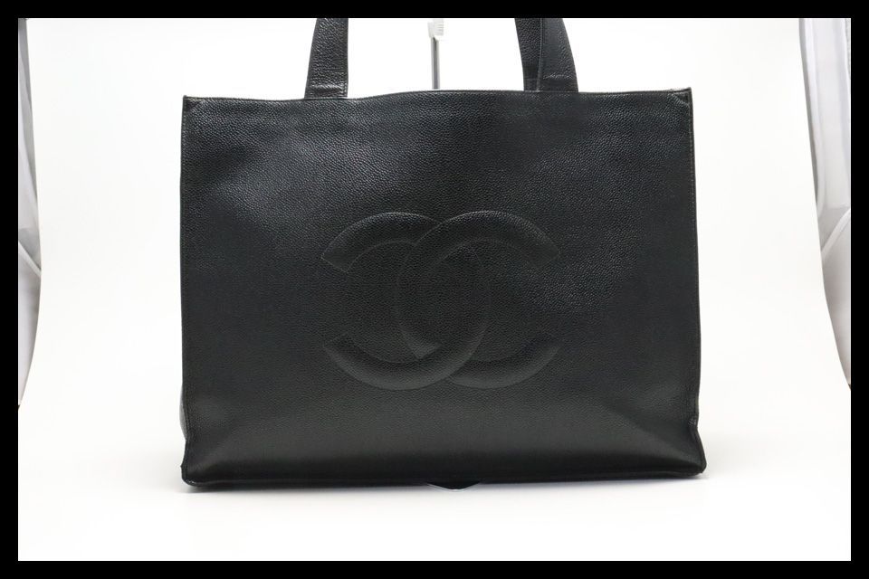 ■CHANEL 5番台 キャビアスキン デカココ GD金具 レザー トートバッグ シャネル ■0528pg703-4K