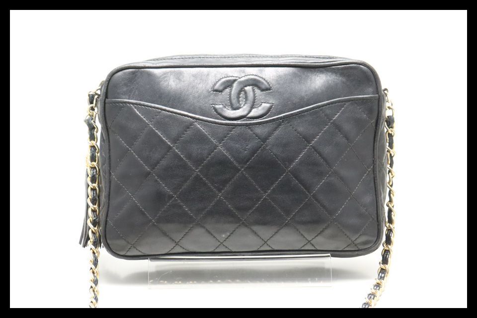 ■CHANEL 0番台 マトラッセ フリンジ GD金具 レザー チェーンショルダーバッグ シャネル ■0528pg1297-O