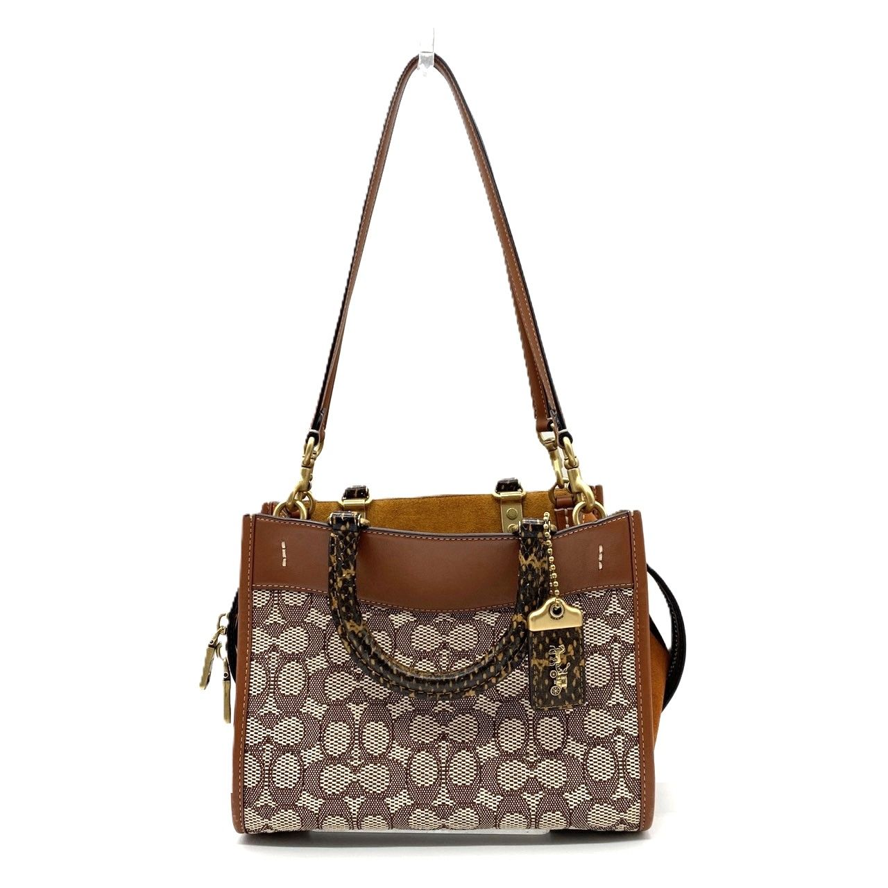 コーチ ローグ 25 シグネチャー テキスタイル ジャカード バッグ COACH 中古
