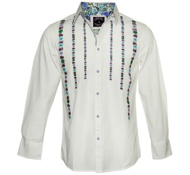 [JIMI HENDRIX COLLECTION] Purple Haze Dress Shirt (White) [RRJH1153-WHT] - ジミ・ヘンドリックス シャツ