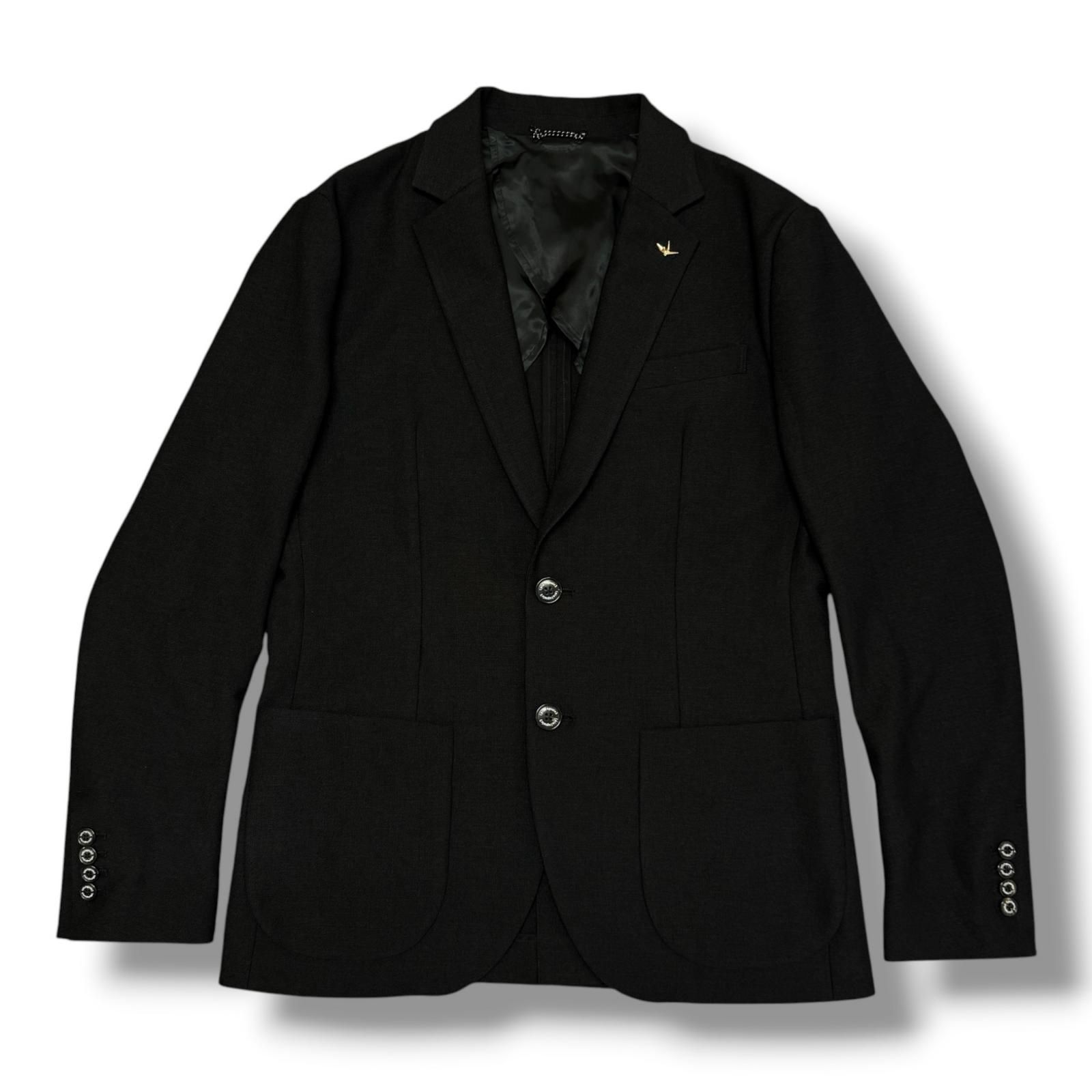参考上代132000円 未使用 1piu1uguale3 Del Piero / GRANVIA RELAXED JACKET デルピエロ グランヴィアリラックステーラードジャケット ウノピュウノウグァーレトレ MDB012 POE553 ブラック V