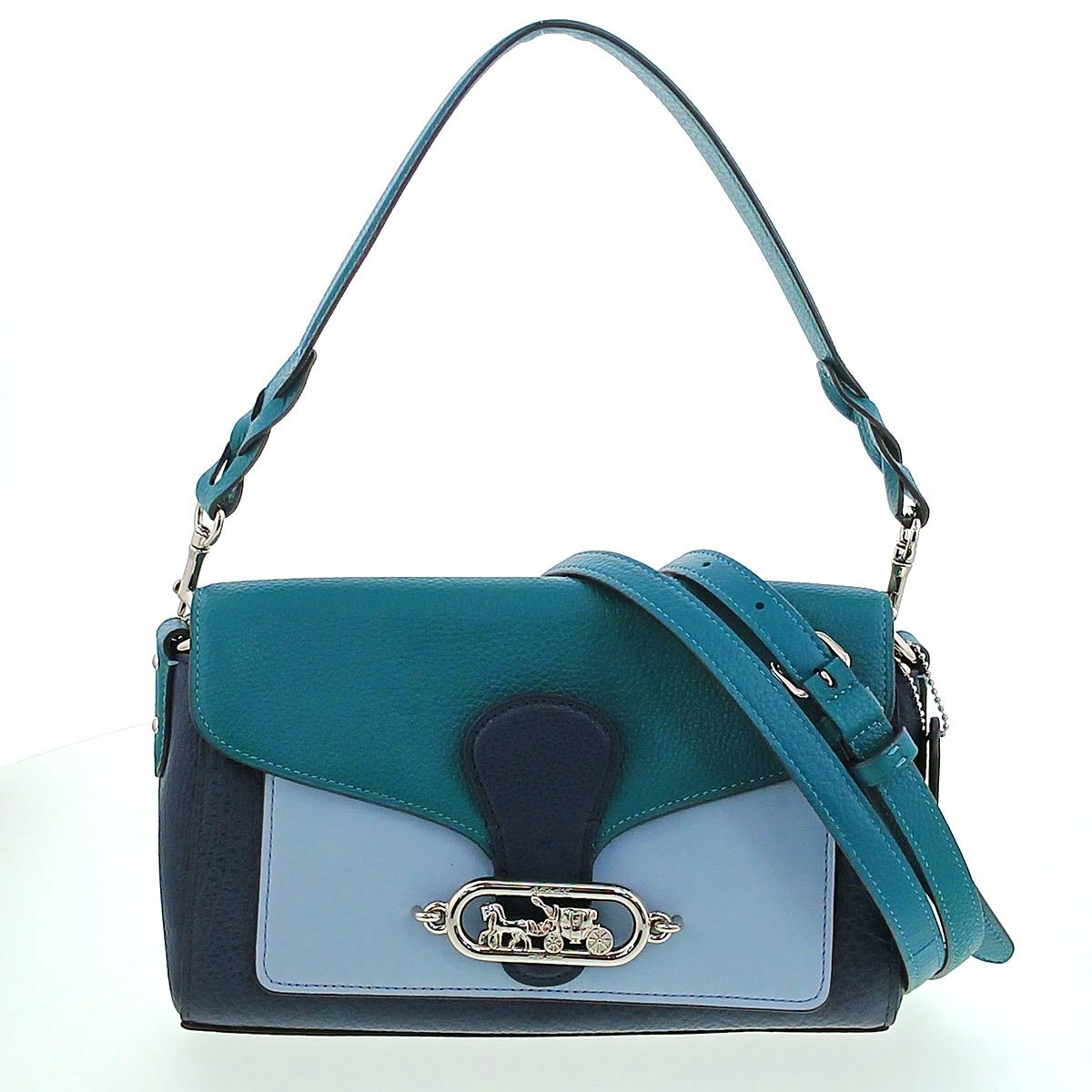 COACH コーチ ジェイド ショルダーバッグ ショルダーバッグ F91070 レディース レザー ネイビー グリーン 中古