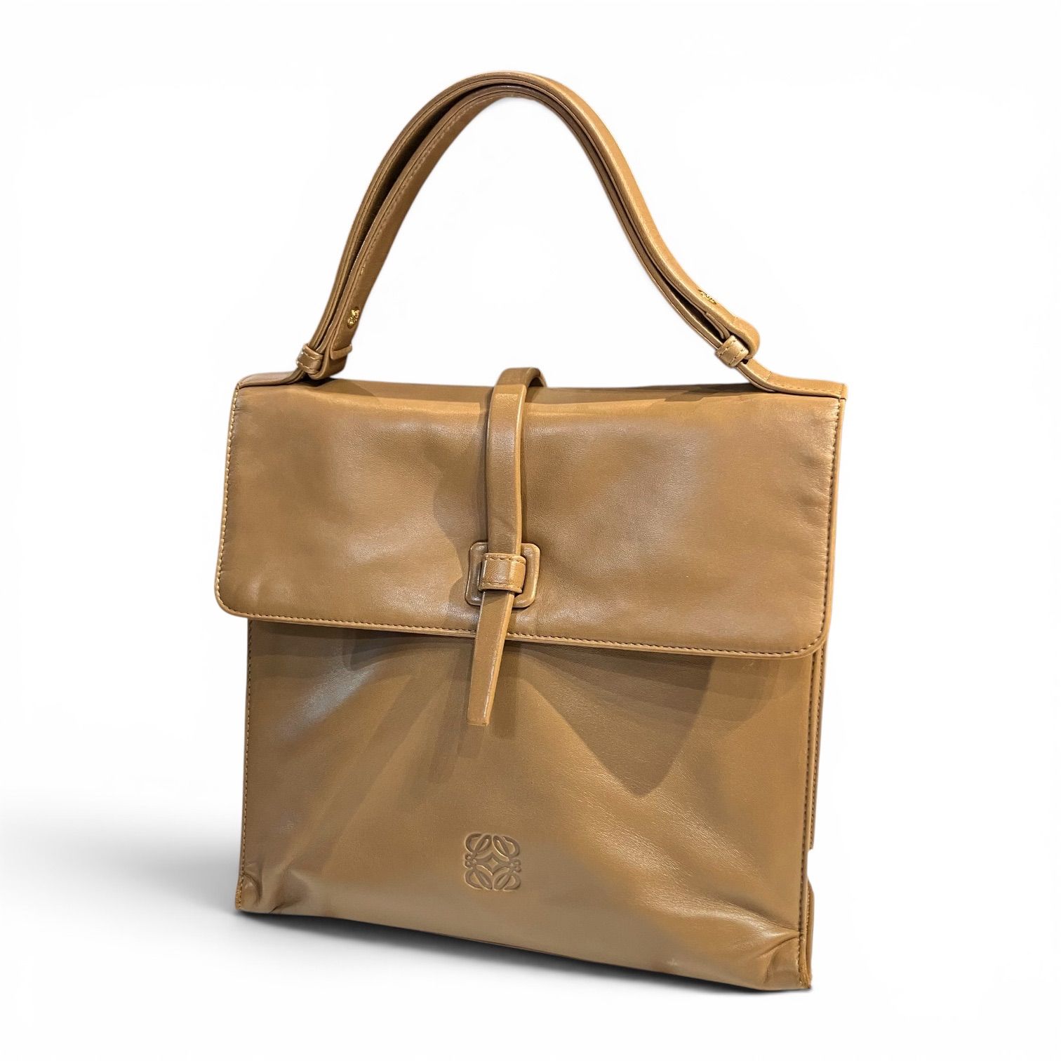 【ヴィンテージ】LOEWE ロエベ　ハンドバッグ　ブラウン　レザー　キングラム[68]