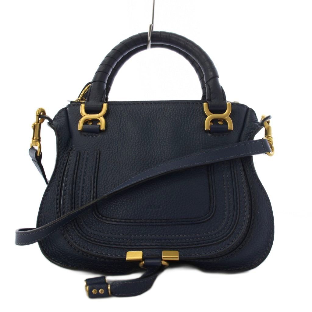 クロエ CHLOE ベビーマーシー Baby Marcie スモール ショルダーバッグ ハンドバッグ 2way レザー 紺 ネイビー ゴールドカラー 3S0916-161 /YT ■OH