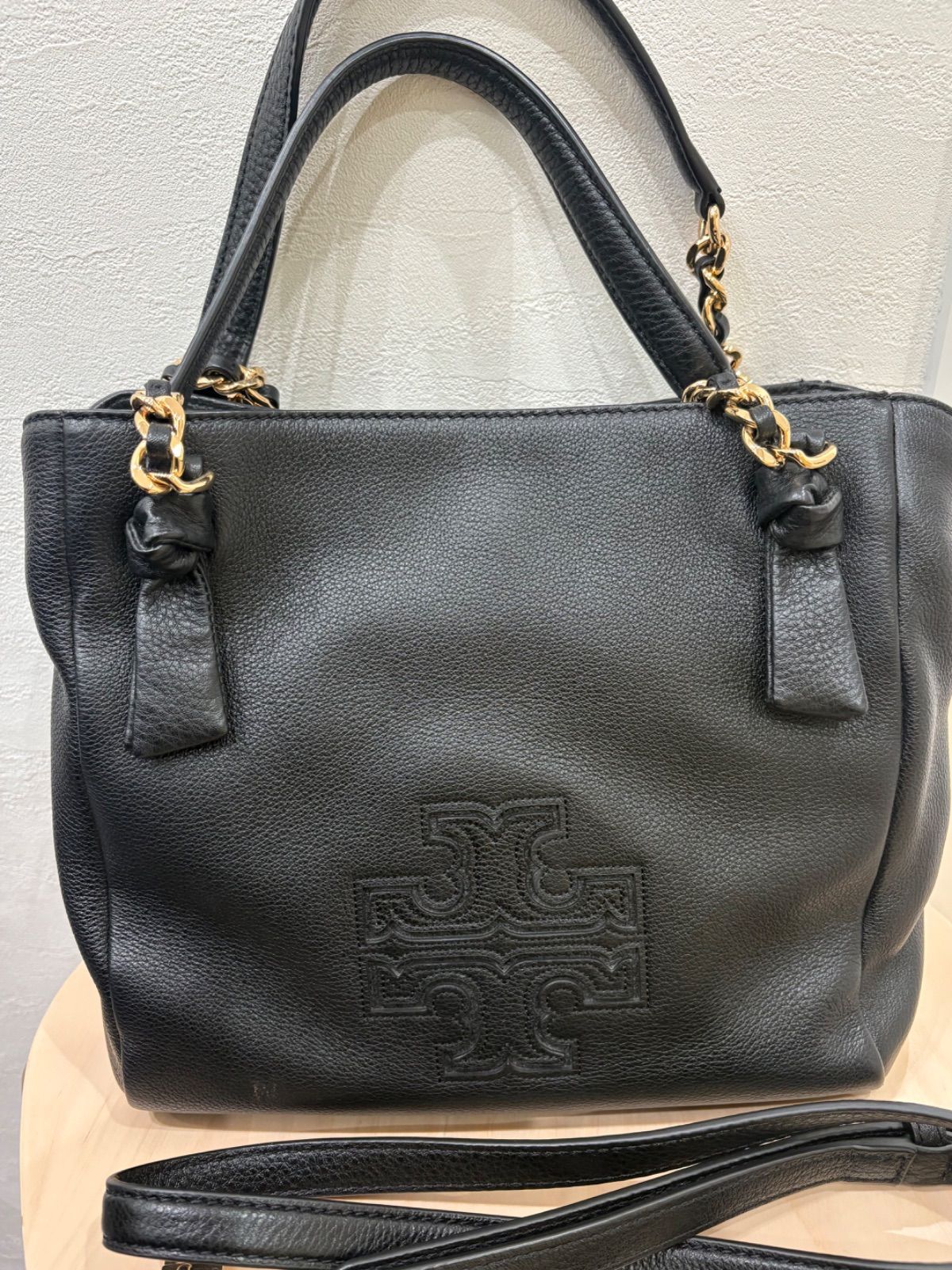 トリーバーチ　チェーントートバッグ黒　レザー　未使用　Y-32