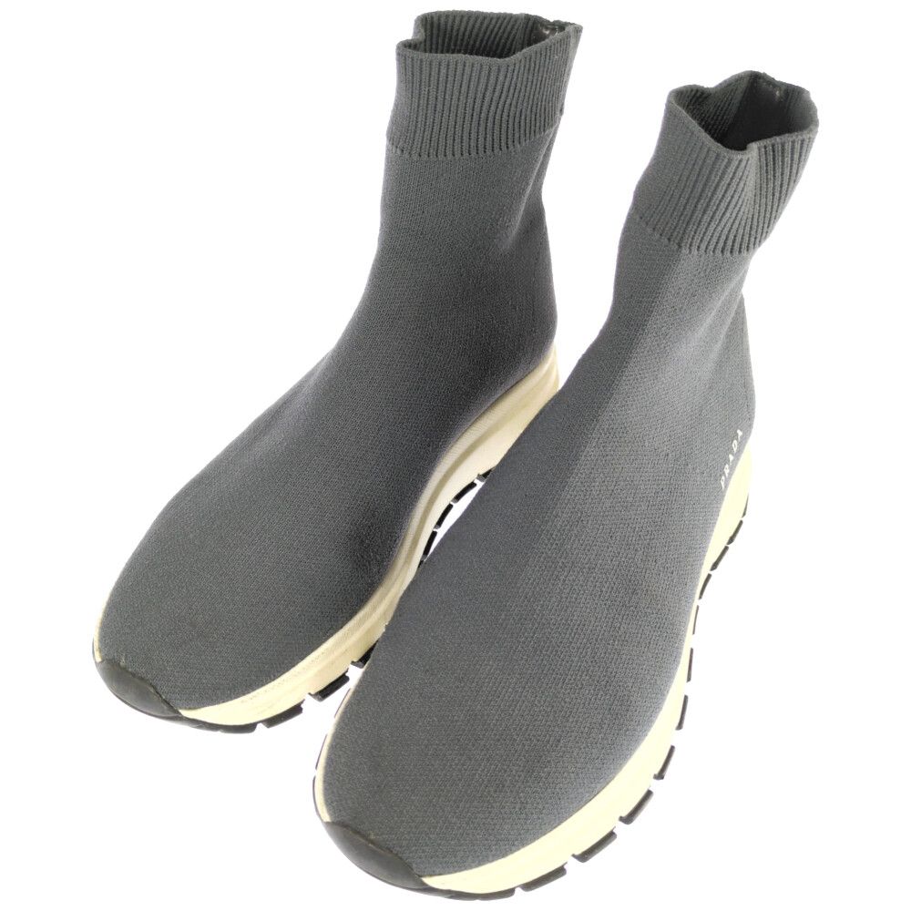 PRADA プラダ ソックススニーカー靴 37.5 グレー レディース スニーカー【オールシーズン】【♀】【B】【レディース】★■613328【中古】
