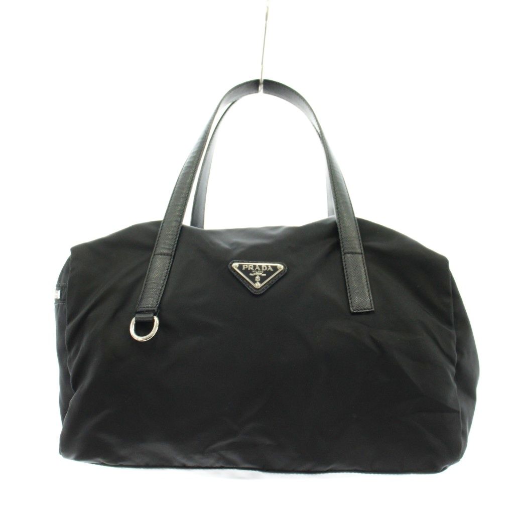 プラダ PRADA トライアングルロゴ 三角プレート ボストンバッグ ハンドバッグ ナイロン 黒 ブラック /AN44 ■OH