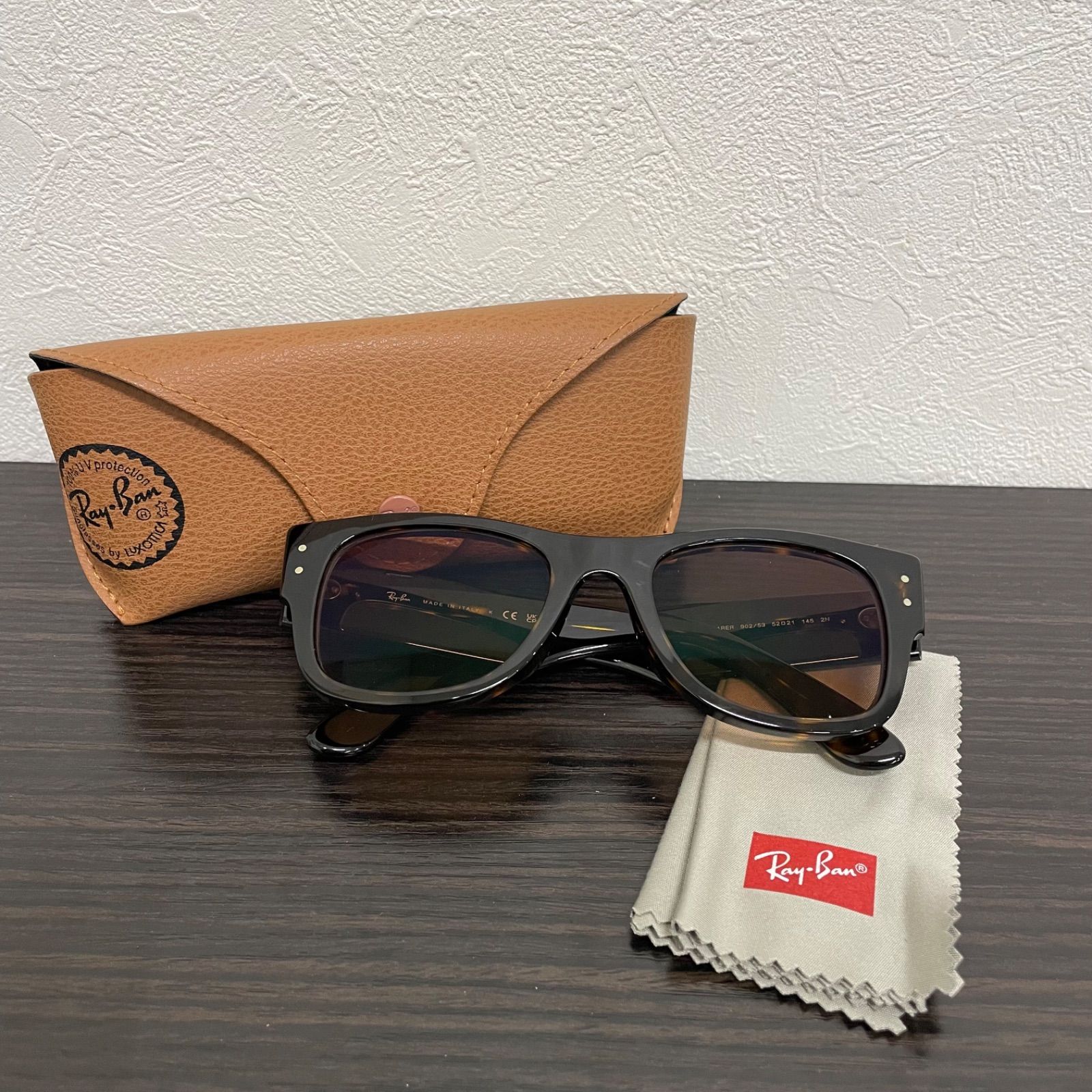 (r) Ray-Ban レイバン RB0840-S-F 902/53 52□21 145 2N MEGA WAYFARER メガウェイファーラー アジアンフィット 度入り サングラス ブラウン 専用ケース/メガネ拭き付き/3586