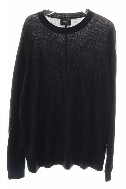 ラッピンノット WRAPINKNOT WOOLWEAR L/S OVERSIZED T-SHIRT BLACK 2 WJ501-MCS03 ウールウェア ロンT カットソー 長袖 ブラック 【ブランド古着ベクトル】【中古】●260609