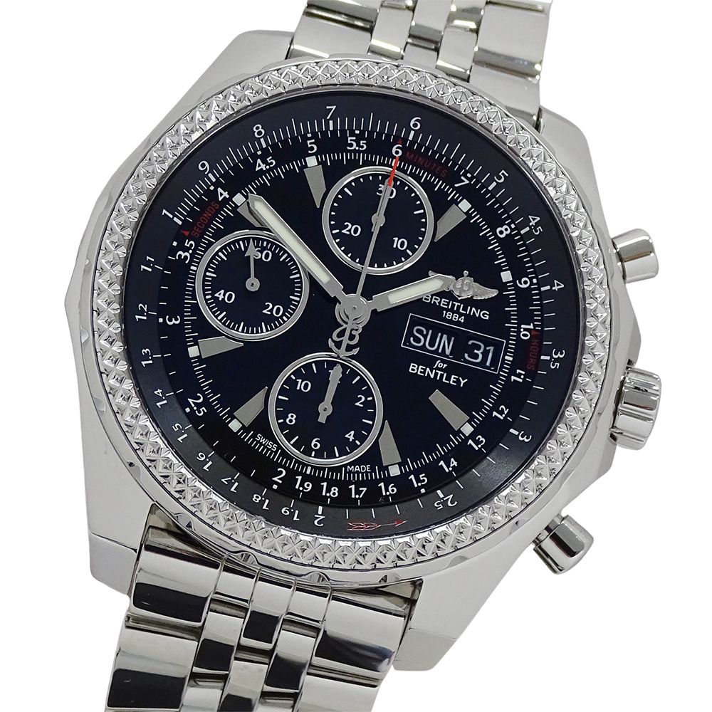 ブライトリング BREITLING ベントレーGT A13362 時計 メンズ ブランド クロノグラフ 自動巻き AT ステンレス SS シルバー ブラック 磨き済み 【中古】