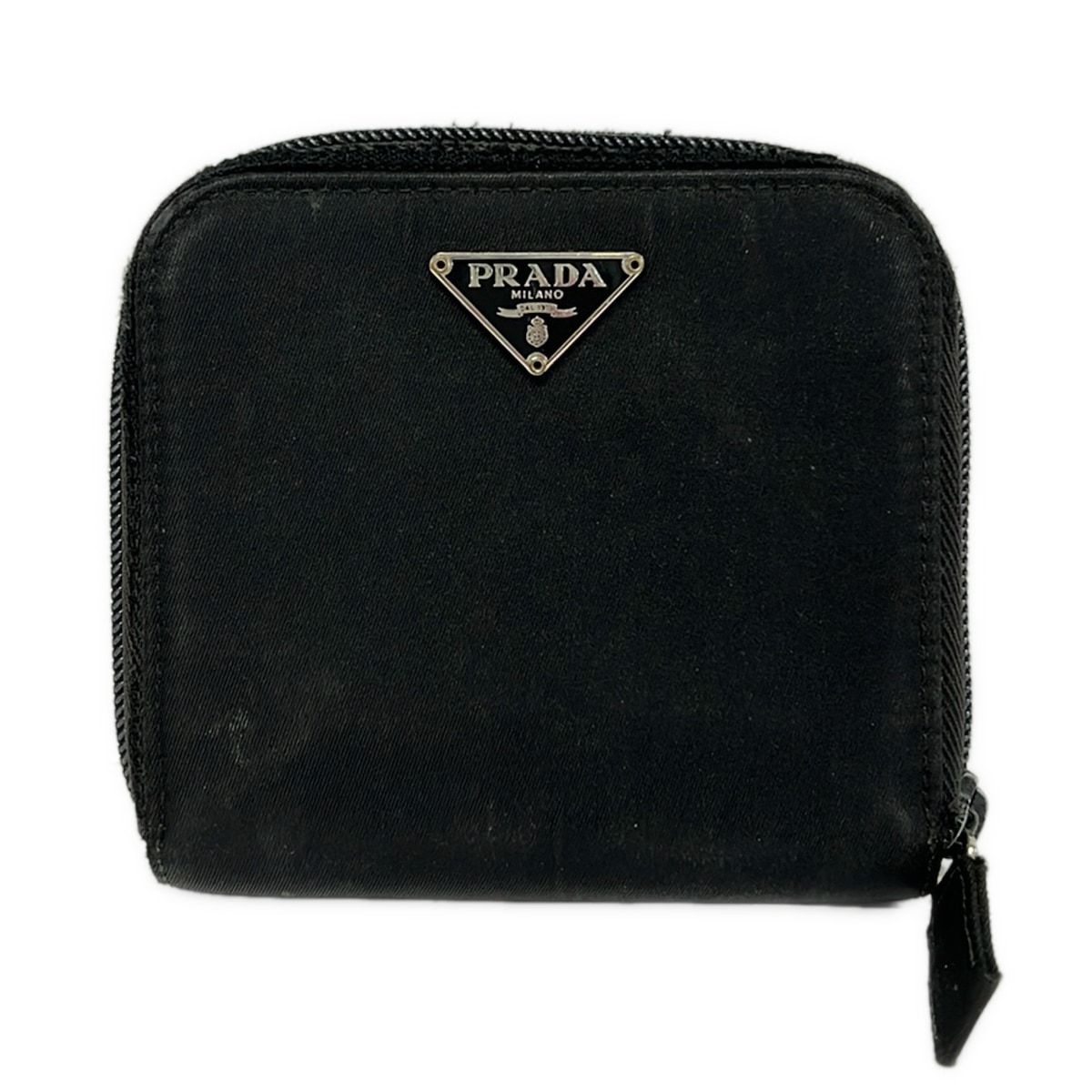 PRADA(プラダ) 2つ折り財布 - 黒 ラウンドファスナー