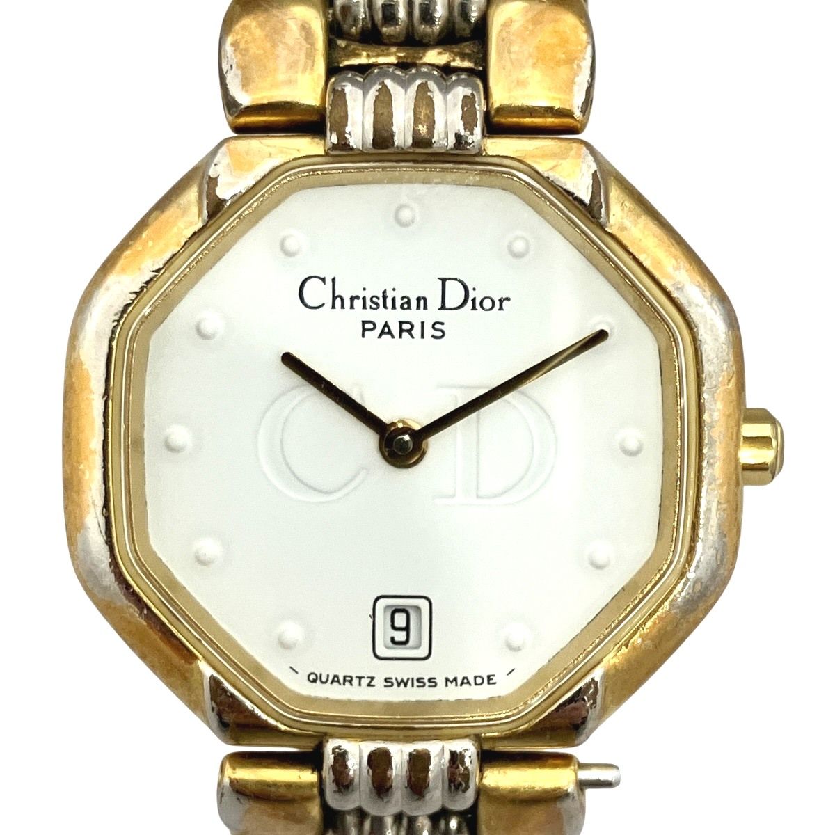 クリスチャンディオール Christian Dior オクタゴン　 腕時計 総重量約45.2g GP GP クオーツ ホワイト文字盤 48.133 レディース