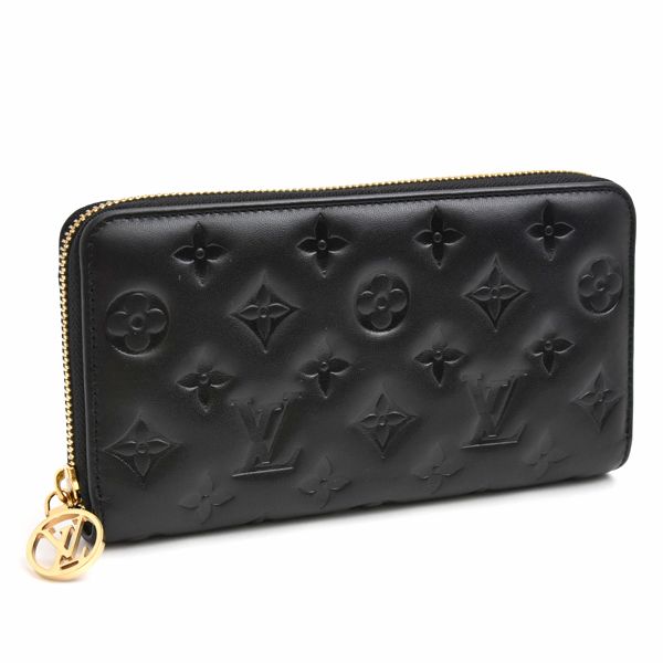 ルイヴィトン 財布 レディース クッサン ジッピーウォレット 長財布 ブラック ラムレザー モノグラム Louis Vuitton M81510 中古