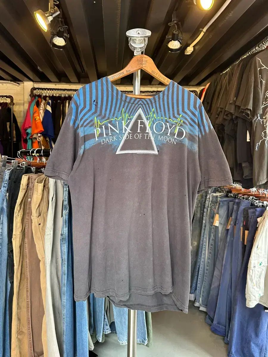 100 00s Pink Floyd(ピンク フロイド) ロックバンド フェード プリンティング Tシャツ