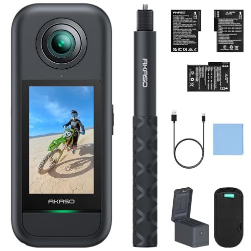 AKASO 360 クリエイターコンボ版 360度カメラ-アクションカメラ 5.7K360度動画 72MP360度写真 新型1/2インチ48MPセンサー 360度水平維持 360° スーパースムース 安定化機能 AI編集 見えない自撮り棒 2 cb87ffdb