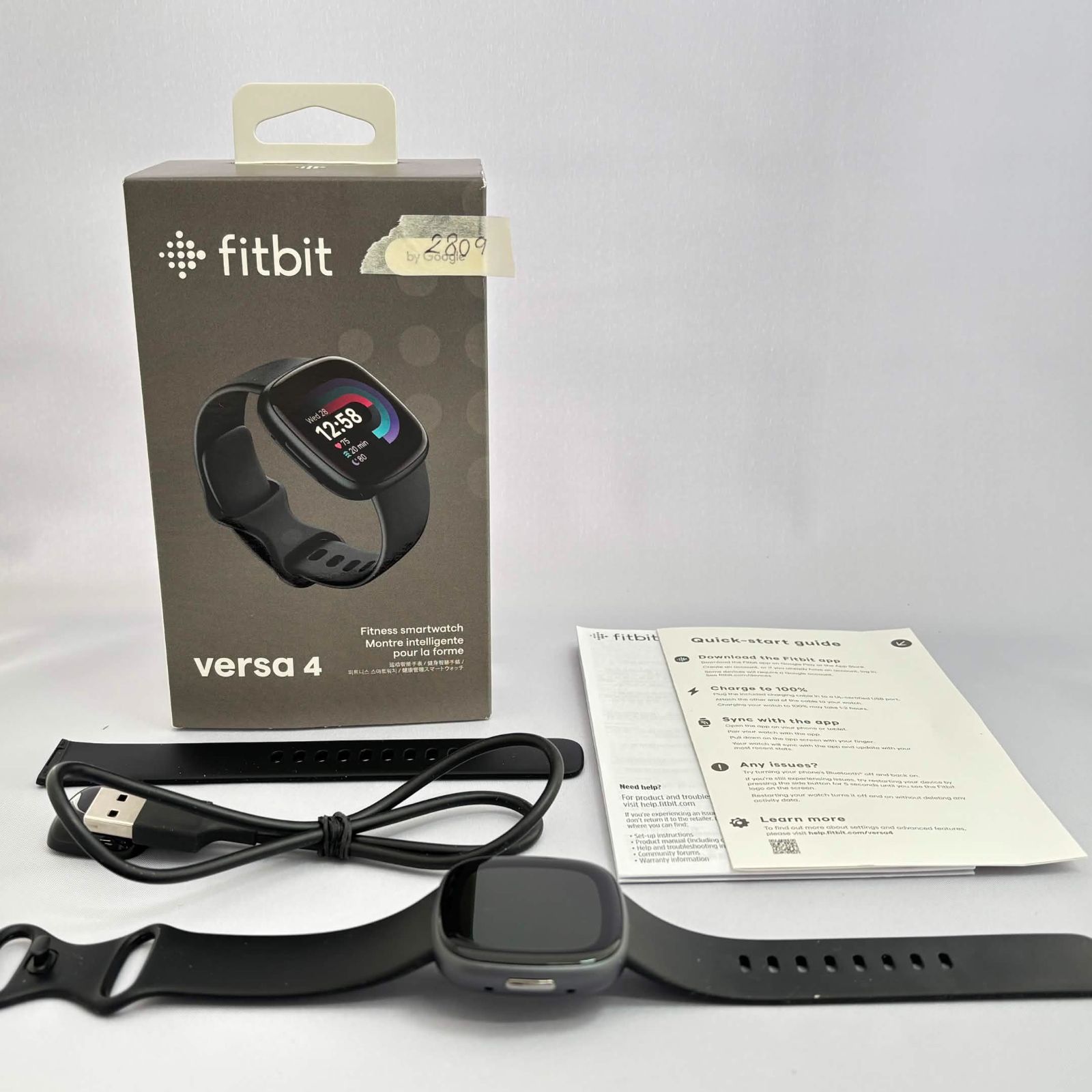 2809 Fitbit Versa 4 スマートウォッチ ブラック / グラファイト iPhone対応/アンドロイド対応/Suica対応/Alexa搭載/GPS搭載/心拍計/睡眠スコア