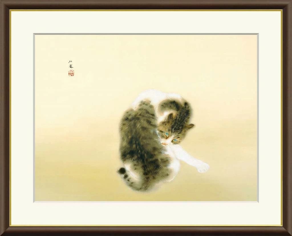 竹内栖鳳 「班描」F8号（額外寸61ｘ50cm） 高精彩工芸画 複製画 額付き 額絵 額装画 額入りの絵 日本画 名画レプリカ　SNK-J2-032-F8