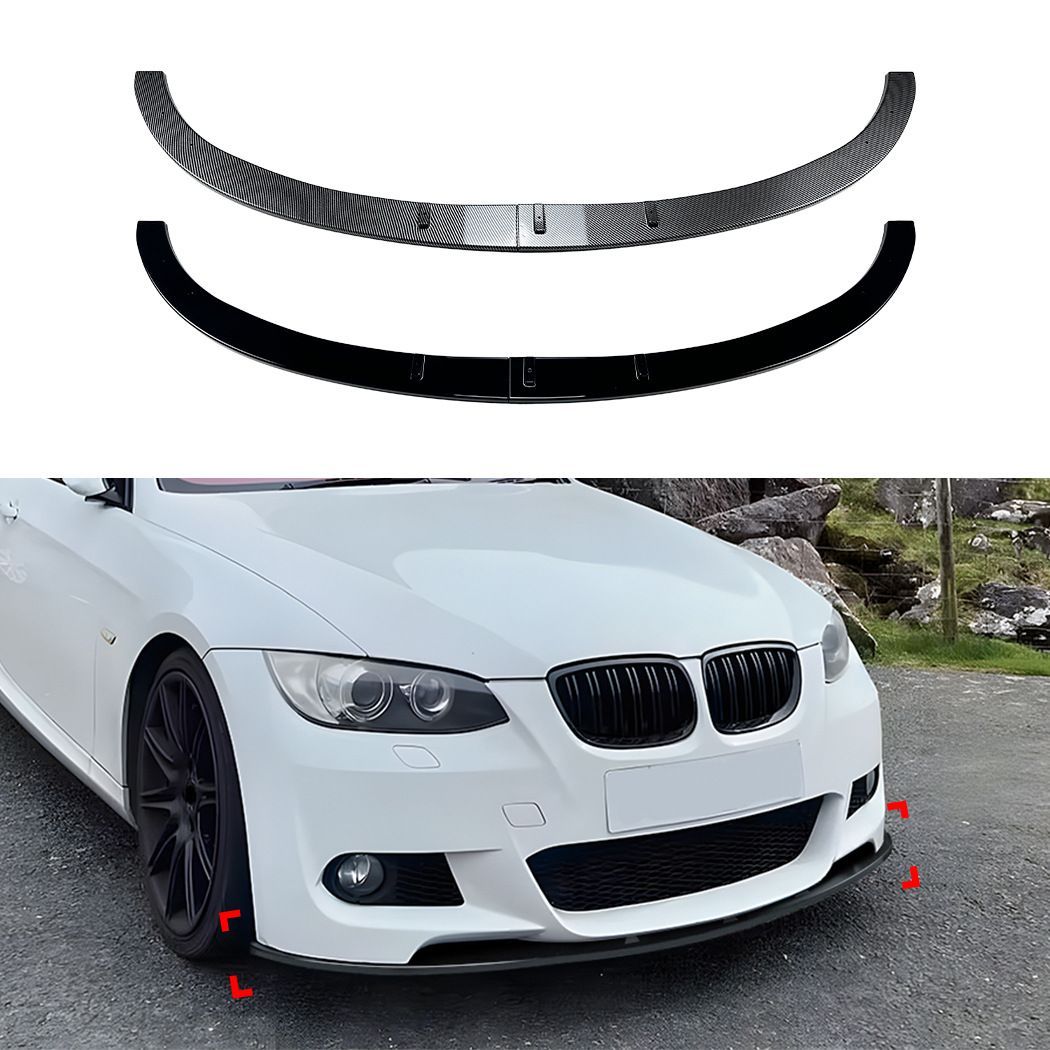 BMW 3シリーズ 3 Series E92 E93 M Sport 2006-2013対応 フロントリップスポイラー 前唇 フロントバンパー下部装着 ABS ピアノブラック カーボン調 前まわりを引き締めるスポーティデザイン 外装エアロパーツ ドレスアップ用
