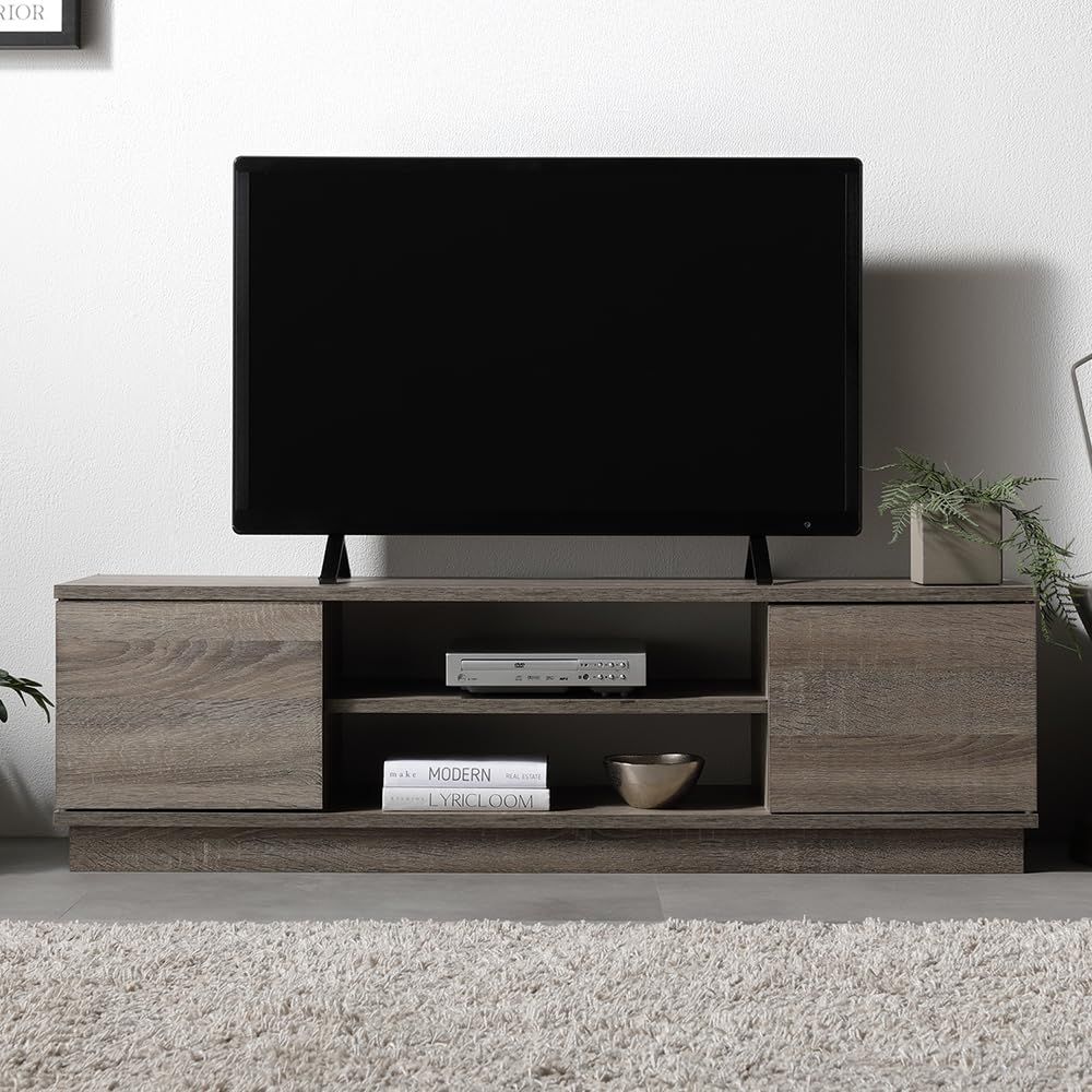 RASIK テレビ台 ローボード 110cm幅 グレージュ 43型対応 壁置き 扉付き 収納 可動棚 お客様組立 Velsta ヴェルスタJu