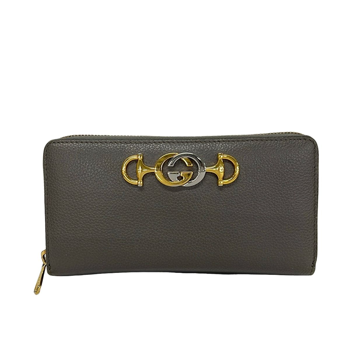 GUCCI(グッチ) 長財布 ズゥミ 570661 グレー ラウンドファスナー レザー