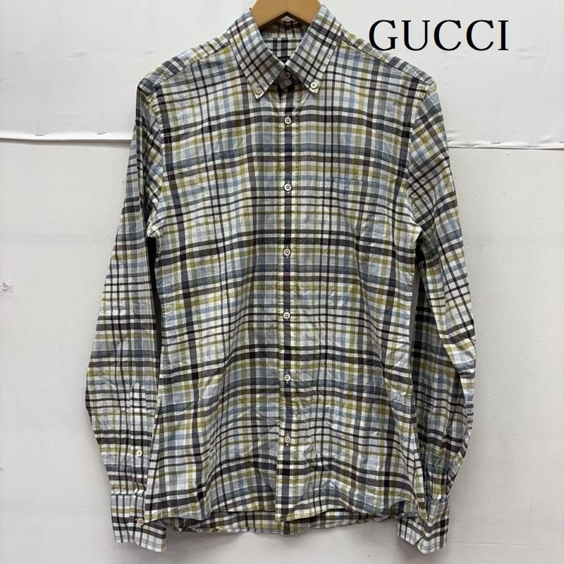 グッチ イタリア製 コットン チェック シャツ メンズ M ISItems【USED】【古着】【中古】50161031