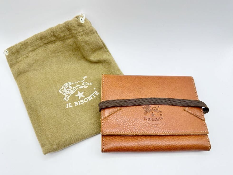 イルビゾンテ IL BISONTE 三つ折財布 ゴムバンド留 キャメル C0536 P 145 レザー 本革 ウォレット
