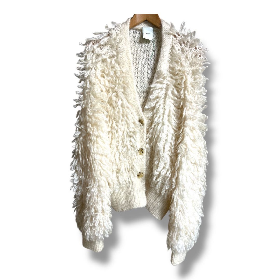 determ デターム Loopy Cardigan ルーピーカーディガン 参考価格49500円 長袖 羽織り ニット モヘヤ もこもこ レディース サイズF ホワイト 秋 ゴーゴー古着久喜倉庫店 5 No.K2161 12,375円