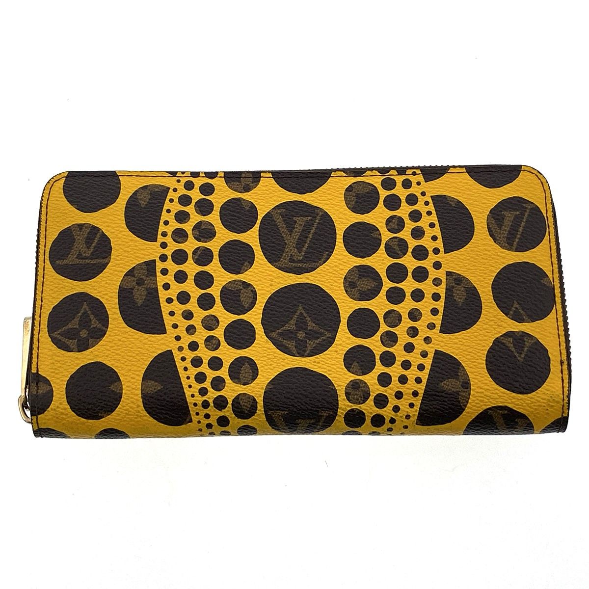 LOUIS VUITTON ルイ・ヴィトン パンプキンドット ジッピー ウォレット Yayoi Kusama 長財布 M60449 レディース モノグラム ブラウン イエロー 中古