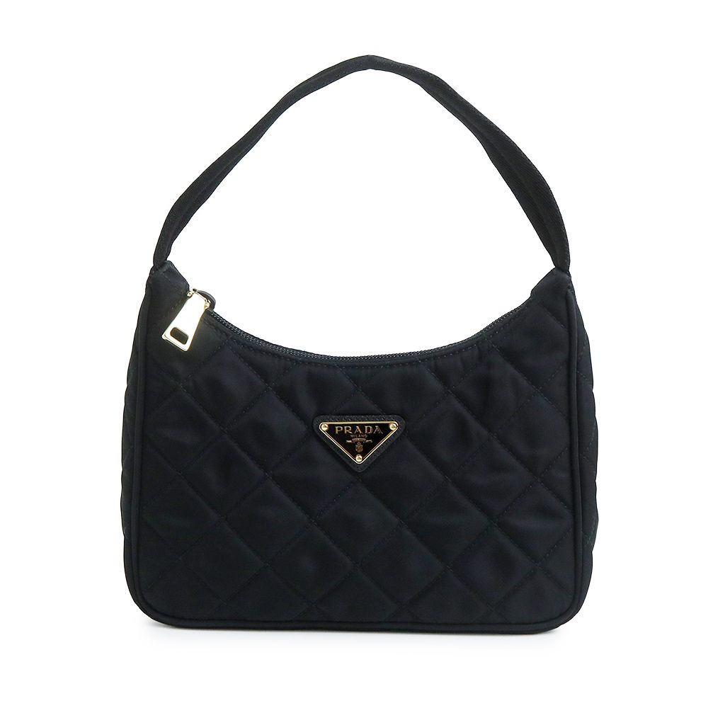プラダ 1NE051 トライアングル ロゴ キルティング ナイロン NERO ネロ ブラック ショルダーバッグ ゴールド金具 PRADA（未使用　展示品）