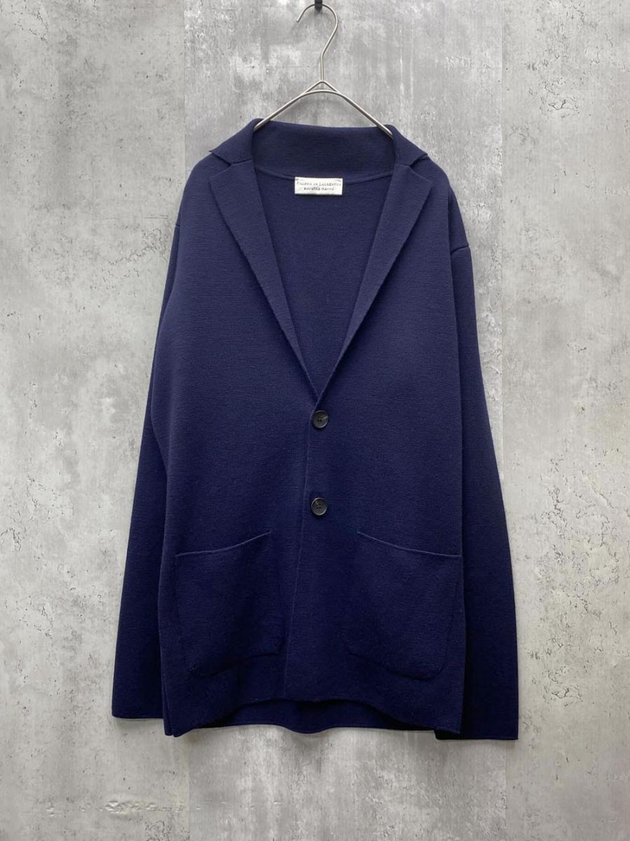 Filippo De Laurentiis フィリッポ デ ローレンティス エクストラファインメリノ ニット ジャケット羽織り size46/ネイビー ◇■◎レディース